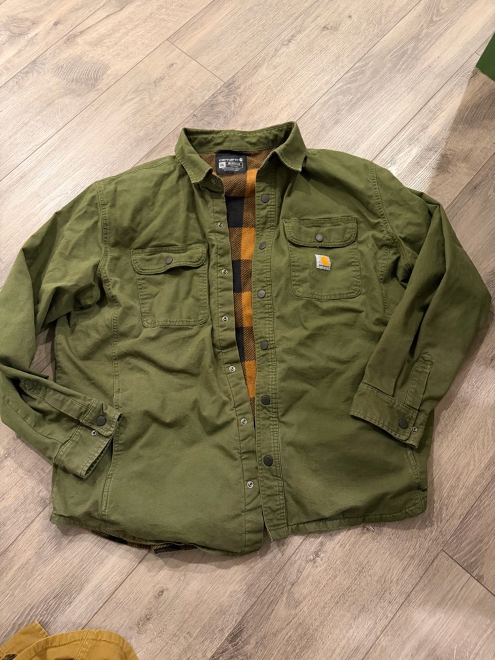 Carhartt Olive Green Flannel-Lined Shirt Jacket